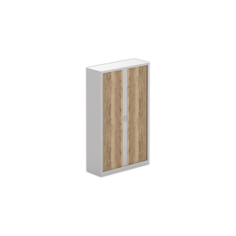 Armoire haute à rideaux 198x120 cm - alu - Chêne veiné - Shopdeschefs