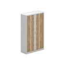 Armoire haute à rideaux 198x120 cm - alu - Chêne veiné - Shopdeschefs