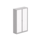 Armoire haute à rideaux 198x120 cm - alu/blanc - Shopdeschefs