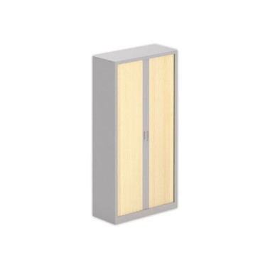 Armoire haute à rideaux métalliques 198x100 aluminium/hêtre - Shopdeschefs
