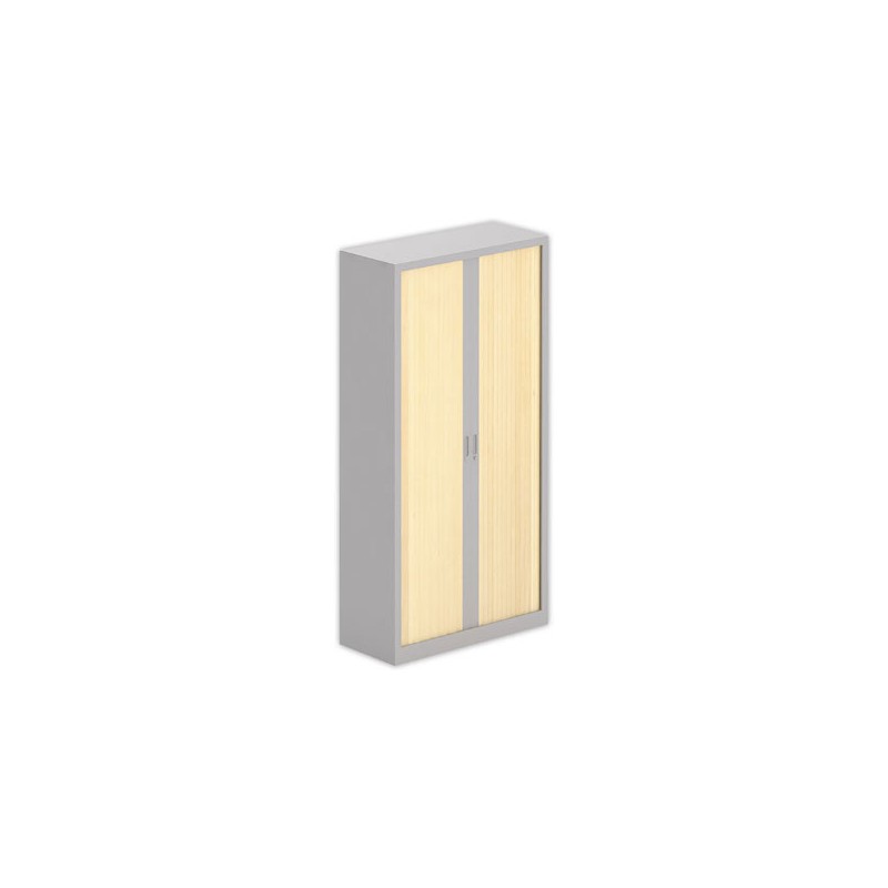 Armoire haute à rideaux métalliques 198x100 aluminium/hêtre - Shopdeschefs