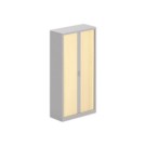 Armoire haute à rideaux métalliques 198x100 aluminium/hêtre - Shopdeschefs