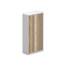 Armoire haute à rideaux métalliques 198x100 aluminium/Chêne veiné - Shopdeschefs