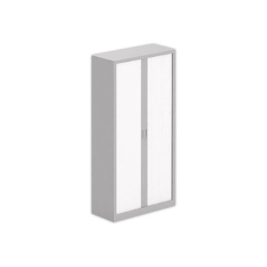 Armoire haute à rideaux métalliques 198x100 aluminium/blanc - Shopdeschefs