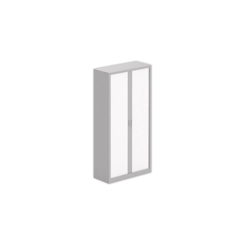 Armoire haute à rideaux métalliques 198x100 aluminium/blanc - Shopdeschefs