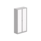 Armoire haute à rideaux métalliques 198x100 aluminium/blanc - Shopdeschefs