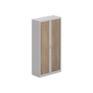 Armoire haute à rideaux métalliques 198x100 aluminium/noyer - Shopdeschefs