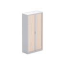 Armoire haute à rideaux métalliques 198x100 aluminium/acacia clair - Shopdeschefs