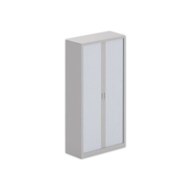 Armoire haute à rideaux métalliques 198x100 aluminium/gris - Shopdeschefs