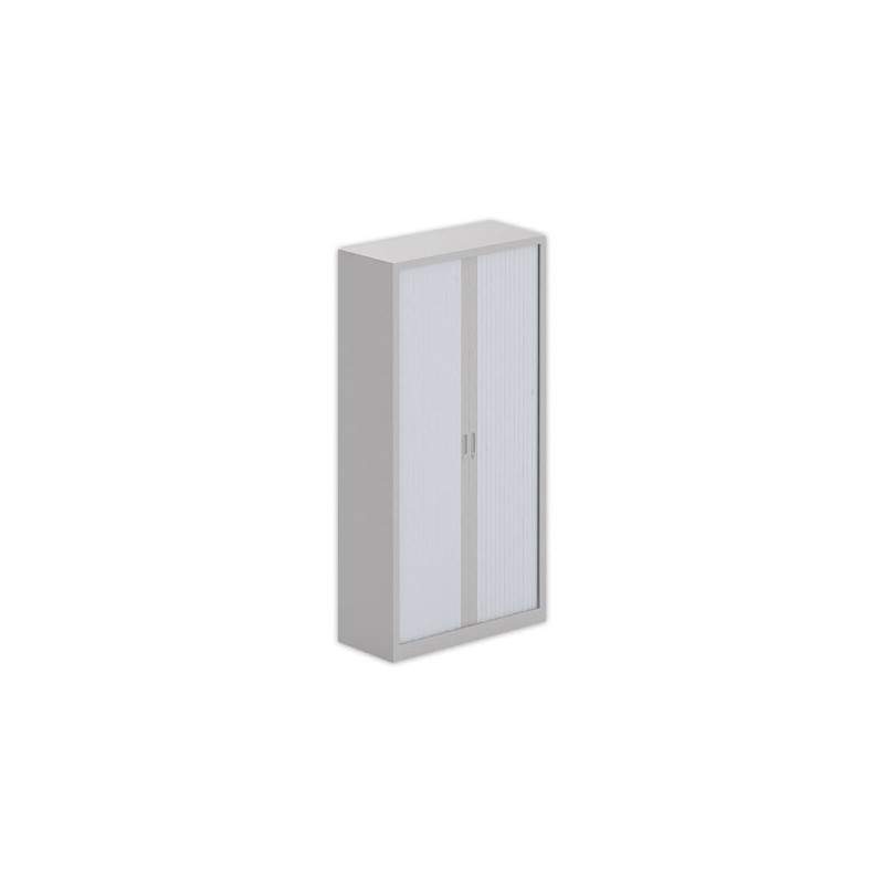 Armoire haute à rideaux métalliques 198x100 aluminium/gris - Shopdeschefs