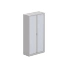 Armoire haute à rideaux métalliques 198x100 aluminium/gris - Shopdeschefs
