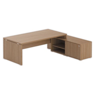 Bureau BOGOTA avec crédence à droite noyer - Fiducial Office Solutions