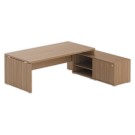 Bureau BOGOTA avec crédence à droite noyer - Fiducial Office Solutions