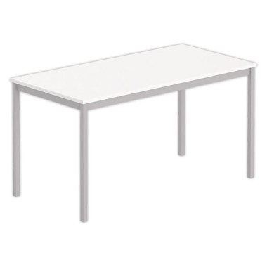 Table polyvalente rectangulaire 140 x 70 blanc / aluminium - Shopdeschefs