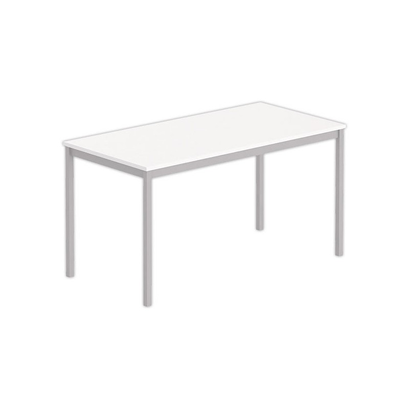 Table polyvalente rectangulaire 140 x 70 blanc / aluminium - Shopdeschefs