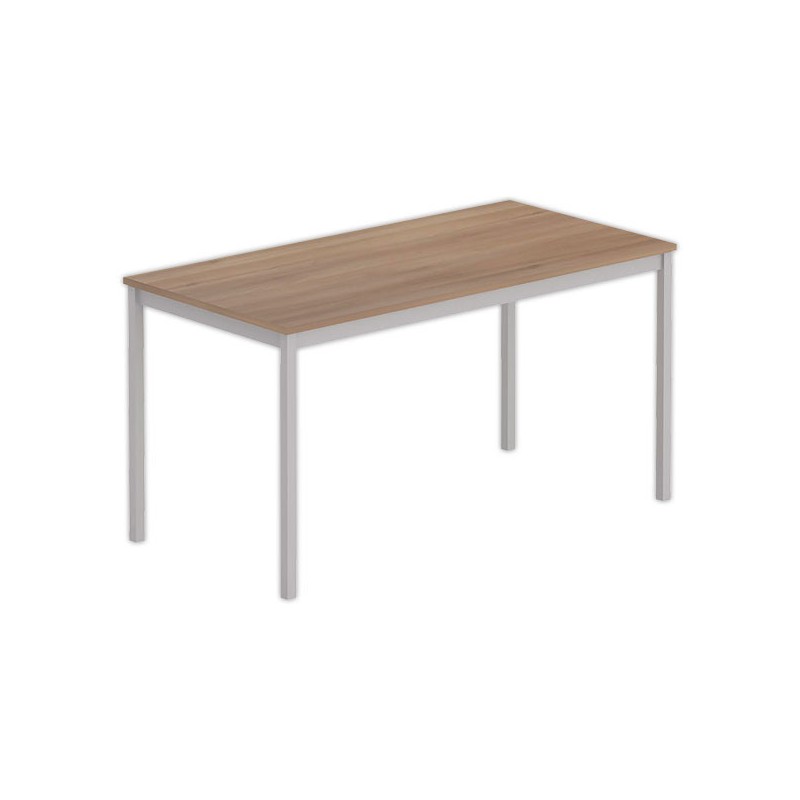 Table polyvalente rectangulaire 140 x 70 noyer / aluminium - Shopdeschefs