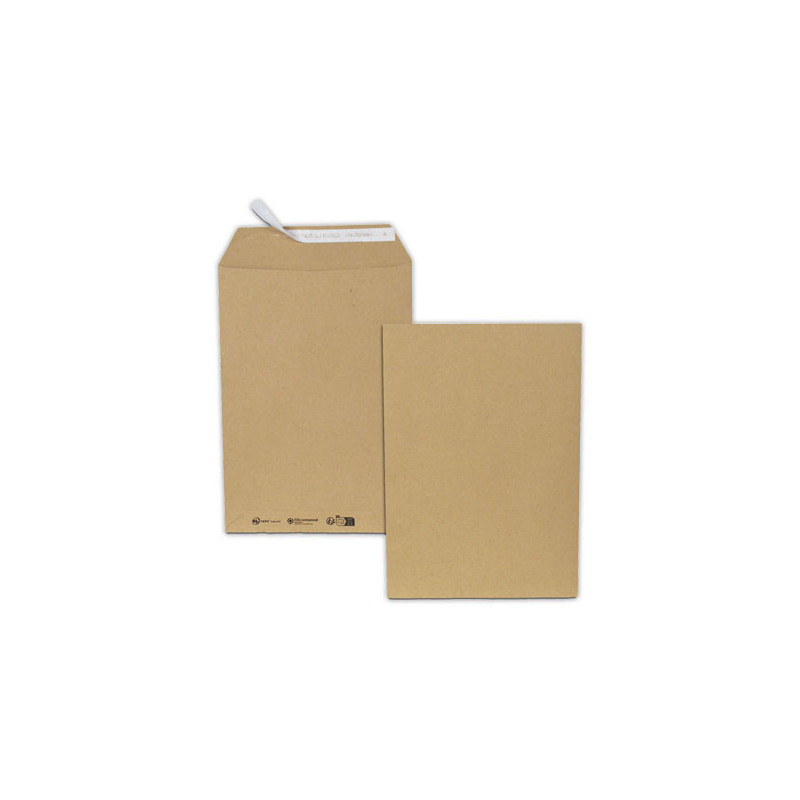 Pochettes kraft brun 90g/m² B5 176x250bande protection PEFC x500 - Gpv Green Recycle Standard