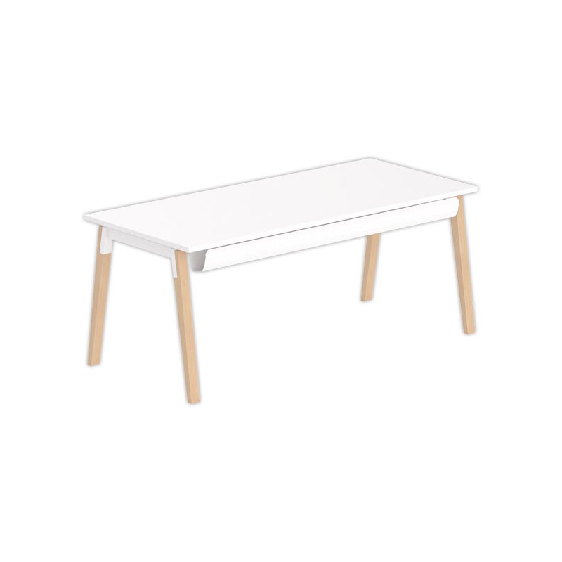 Bureau rectangulaire 180x80 Blanc/ Hêtre Bangkok - Shopdeschefs