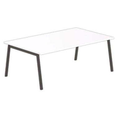 Table rectangulaire 200x120 Blanc / Piét.Anthracite - Shopdeschefs