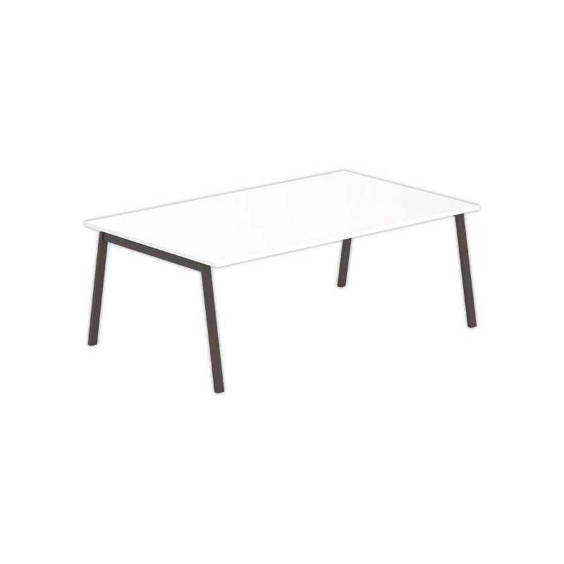 Table rectangulaire 200x120 Blanc / Piét.Anthracite - Shopdeschefs