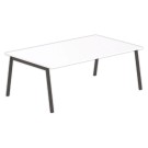 Table rectangulaire 200x120 Blanc / Piét.Anthracite - Shopdeschefs