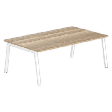 Table rectangulaire 200x120 CHêne Veiné / Piét.Blanc - Shopdeschefs