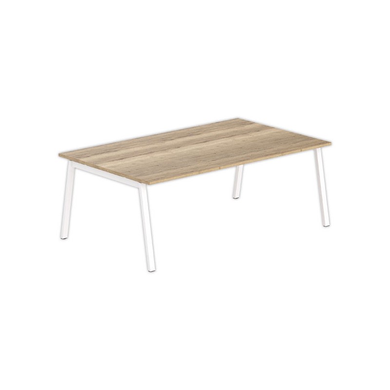 Table rectangulaire 200x120 CHêne Veiné / Piét.Blanc - Shopdeschefs