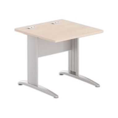 Table 80 x 80 acacia clair - pieds aluminium - Fiducial Office Solutions