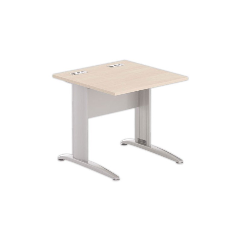 Table 80 x 80 acacia clair - pieds aluminium - Fiducial Office Solutions