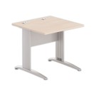 Table 80 x 80 acacia clair - pieds aluminium - Fiducial Office Solutions
