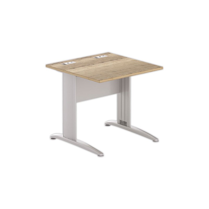 Table 80 x 80 chêne veiné - pieds aluminium Fiducial - Fiducial Office Solutions