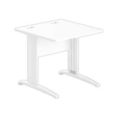 Table 80 x 80 blanc - pieds blanc - Fiducial Office Solutions