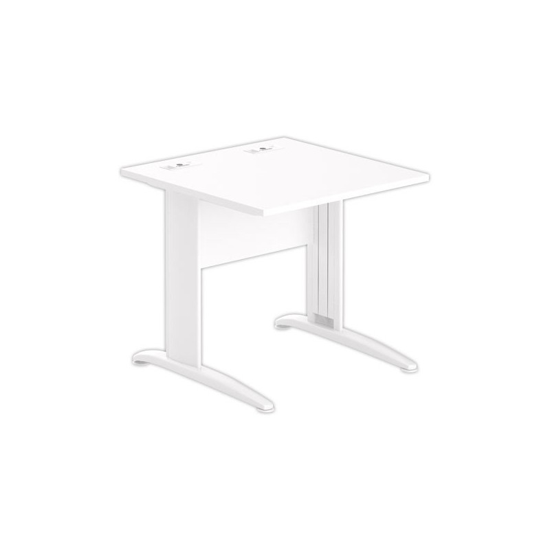 Table 80 x 80 blanc - pieds blanc - Fiducial Office Solutions