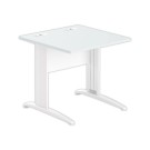 Table 80 x 80 gris - pieds blanc - Fiducial Office Solutions