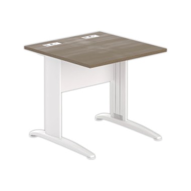 Table 80 x 80 noyer - pieds blanc - Fiducial Office Solutions