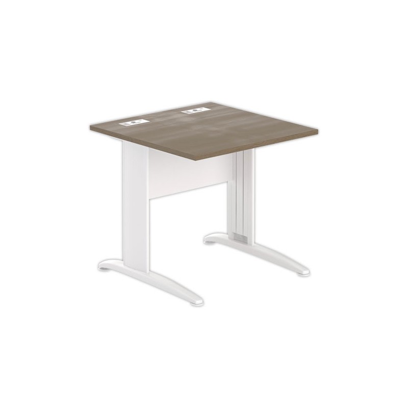 Table 80 x 80 noyer - pieds blanc - Fiducial Office Solutions