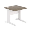 Table 80 x 80 noyer - pieds blanc - Fiducial Office Solutions