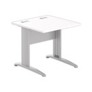 Table 80 x 80 blanc - pieds aluminium - Fiducial Office Solutions