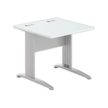 Table 80 x 80 gris - pieds aluminium - Fiducial Office Solutions