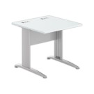Table 80 x 80 gris - pieds aluminium - Fiducial Office Solutions