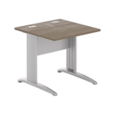 Table 80 x 80 noyer - pieds aluminium - Fiducial Office Solutions