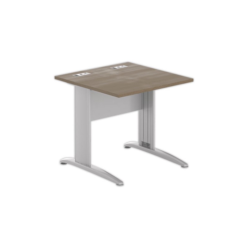 Table 80 x 80 noyer - pieds aluminium - Fiducial Office Solutions
