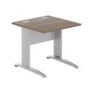 Table 80 x 80 noyer - pieds aluminium - Fiducial Office Solutions