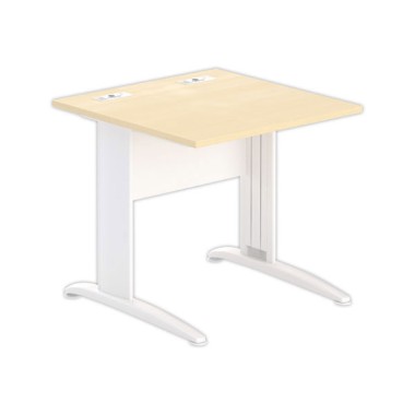 Table 80 x 80 acacia - pieds blanc - Fiducial Office Solutions