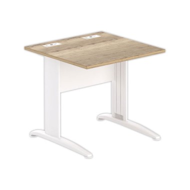 Table 80 x 80 chêne veiné - pieds blanc Fiducial - Fiducial Office Solutions