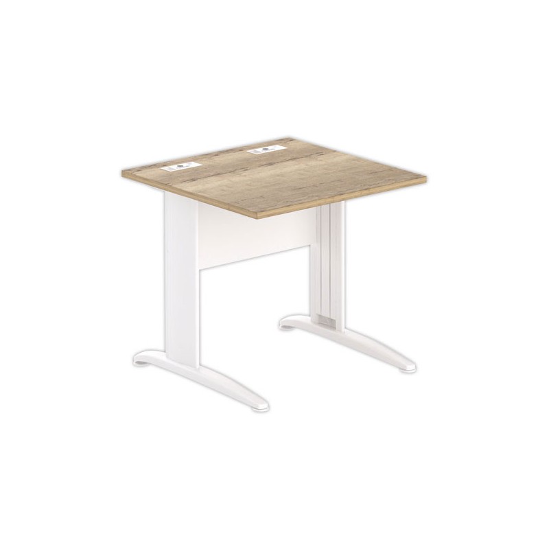 Table 80 x 80 chêne veiné - pieds blanc Fiducial - Fiducial Office Solutions