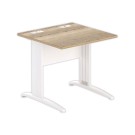 Table 80 x 80 chêne veiné - pieds blanc Fiducial - Fiducial Office Solutions