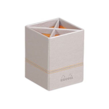 Pot à crayons Rhodia simil cuir italien 8 x 8 x 11 cm - Argent - Rhodia