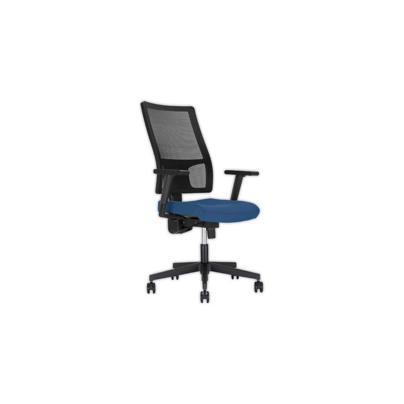 Siège Taktik synchr.,accotoirs assise gris bleu dos résille noir monté - Shopdeschefs