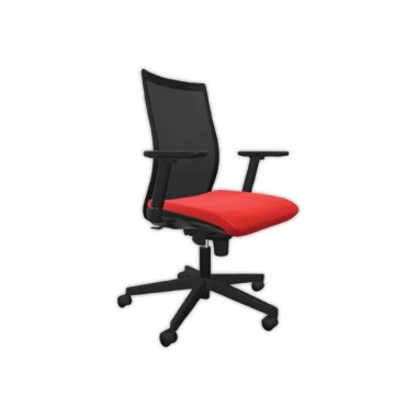 Siège Intrata synchrone accotoirs - assise rouge, dossier noir monté - Shopdeschefs